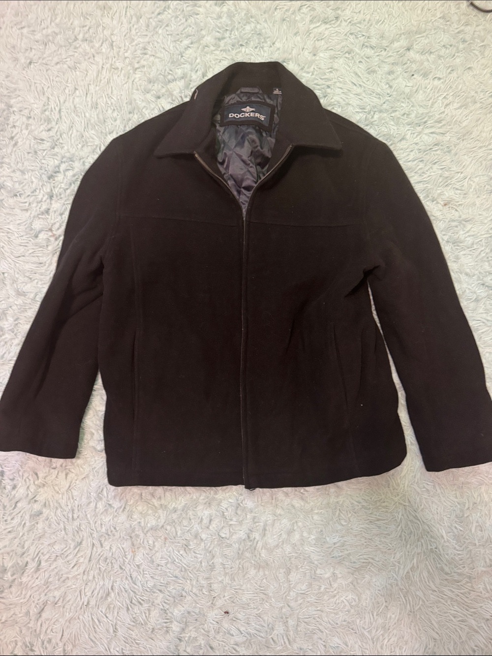 Dockers Men's Black Quilted-Lined Zip Jacket size large